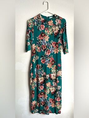 Alice + Olivia Teal Floral Midi Dress